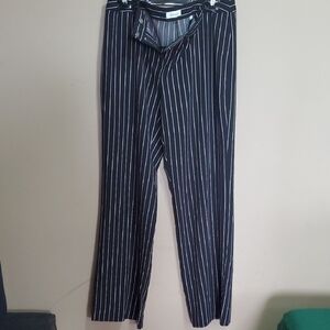 Reitmans Black Striped Wide Leg Pants Size 11